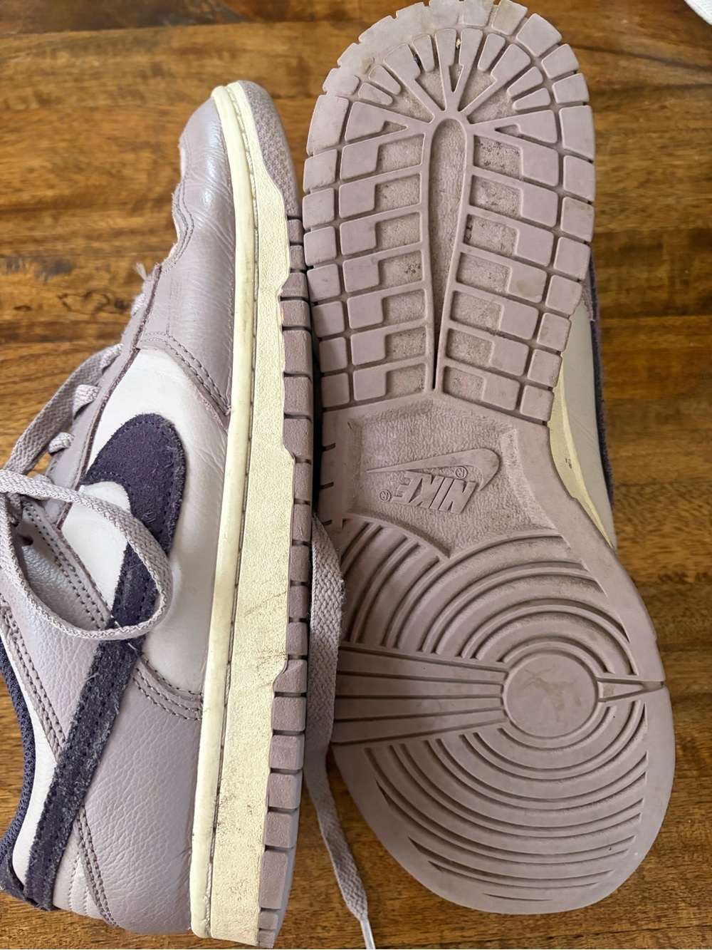 Nike Dunk Low-Top Sneakers in Light Mauve and Deep Plum